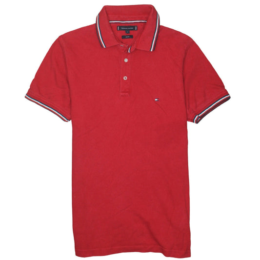 Tommy Hilfiger Men's Red Slim Fit Polo Shirt L Cotton Classic