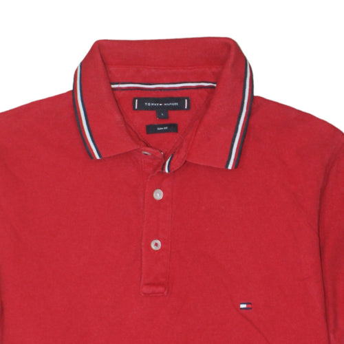 Tommy Hilfiger Men's Red Slim Fit Polo Shirt L Cotton Classic