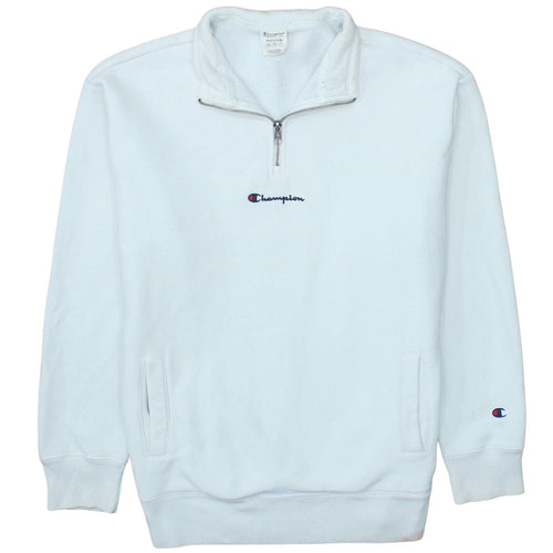 Champion Men's White 1/4 Zip Fleece Sweatshirt Medium