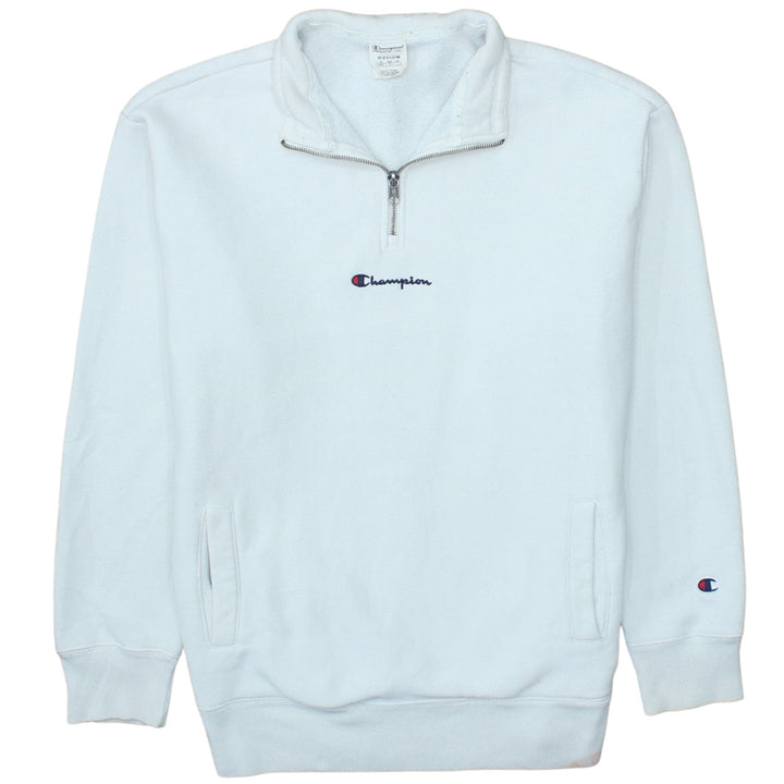 Champion Men's White 1/4 Zip Fleece Sweatshirt Medium