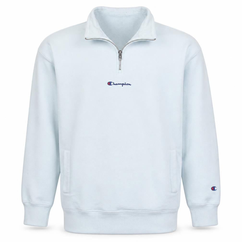 Front view of Champion Men's White 1/4 Zip Fleece Sweatshirt Medium
