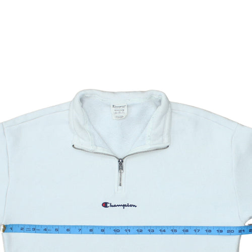 Champion Men's White 1/4 Zip Fleece Sweatshirt Medium