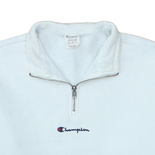 Champion Men's White 1/4 Zip Fleece Sweatshirt Medium