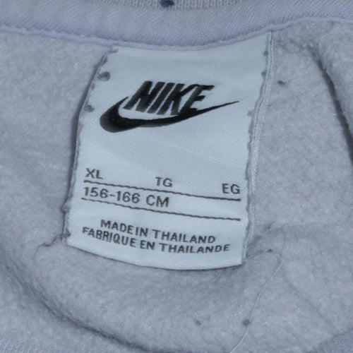 Nike Girls Grey XL Pullover Fleece Sweatshirt Sports Logo Crew Neck