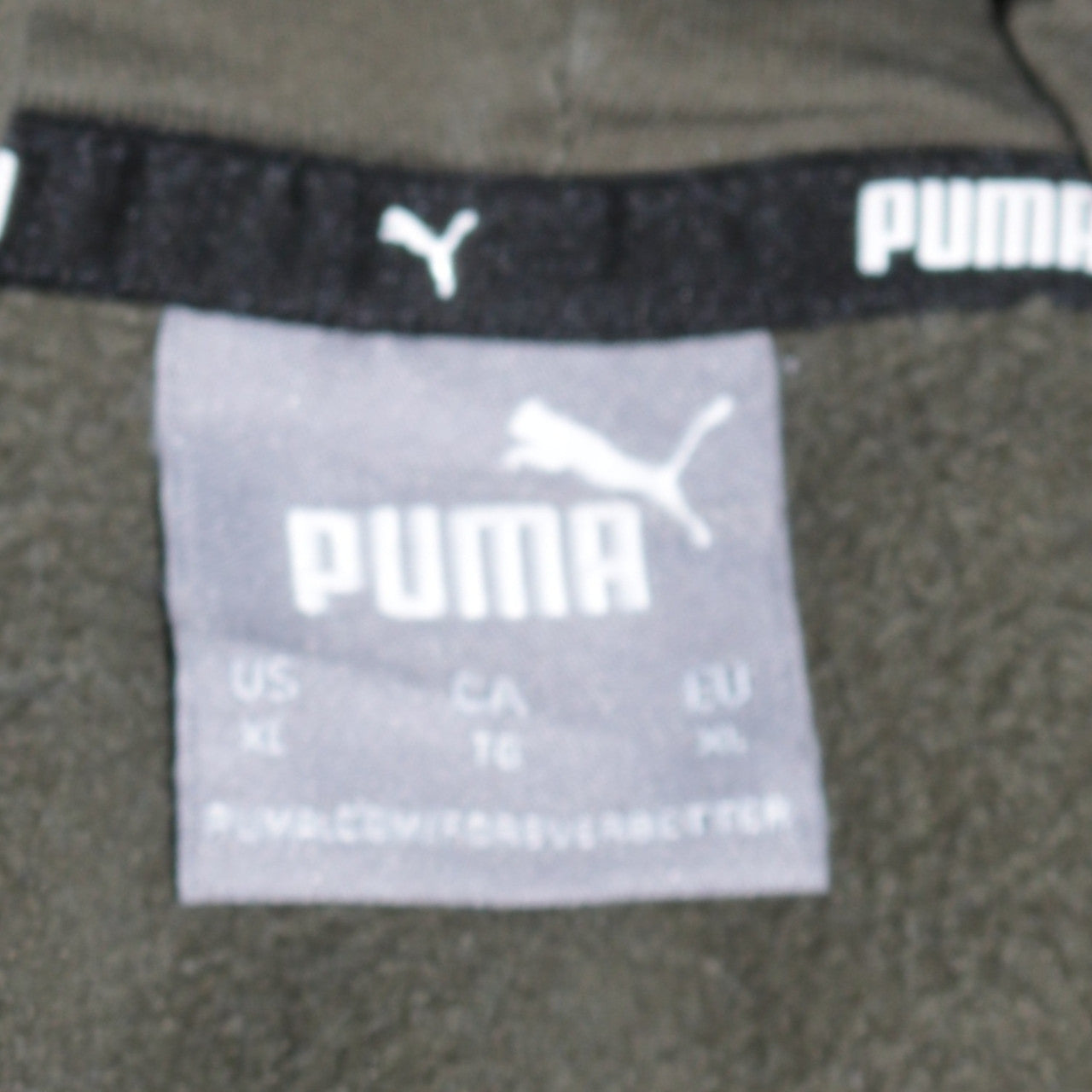 Puma Men's Green Pullover Hoodie XL Regular Fit Fleece Sweatshirt