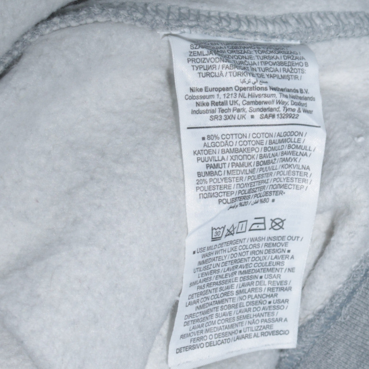 Nike Men's Grey Crew Neck Sweatshirt M Regular Fit Pullover