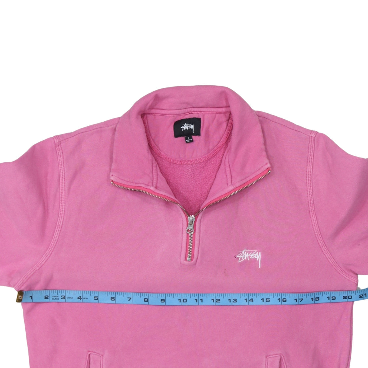 Stussy Womens Pink 1/2 Zip Cotton Sweatshirt Size S