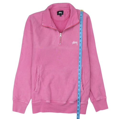 Stussy Womens Pink 1/2 Zip Cotton Sweatshirt Size S