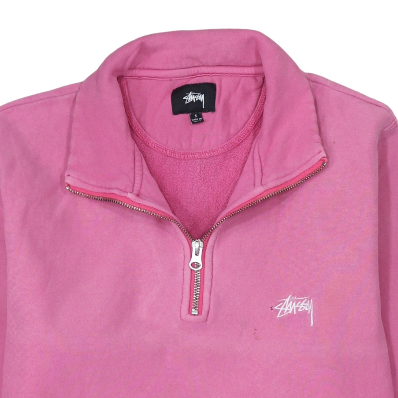 Stussy Womens Pink 1/2 Zip Cotton Sweatshirt Size S