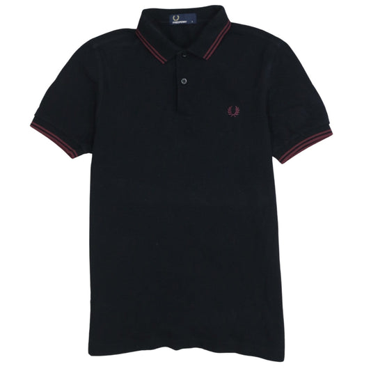 Fred Perry Men's Black Twin Tipped Polo Shirt Size S Slim Fit