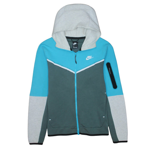 Nike Men's Blue Full Zip Hoodie S - Sportswear Cotton Blend