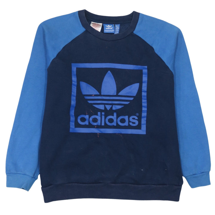 Adidas Boys Blue Crew Neck Pullover Sweatshirt 13-14 Years Logo Print
