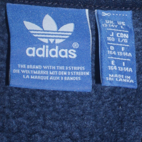 Adidas Boys Blue Crew Neck Pullover Sweatshirt 13-14 Years Logo Print