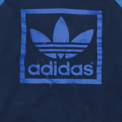 Adidas Boys Blue Crew Neck Pullover Sweatshirt 13-14 Years Logo Print