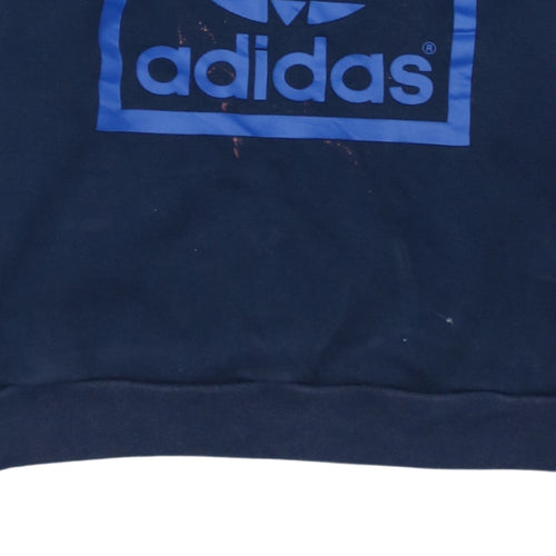 Adidas Boys Blue Crew Neck Pullover Sweatshirt 13-14 Years Logo Print