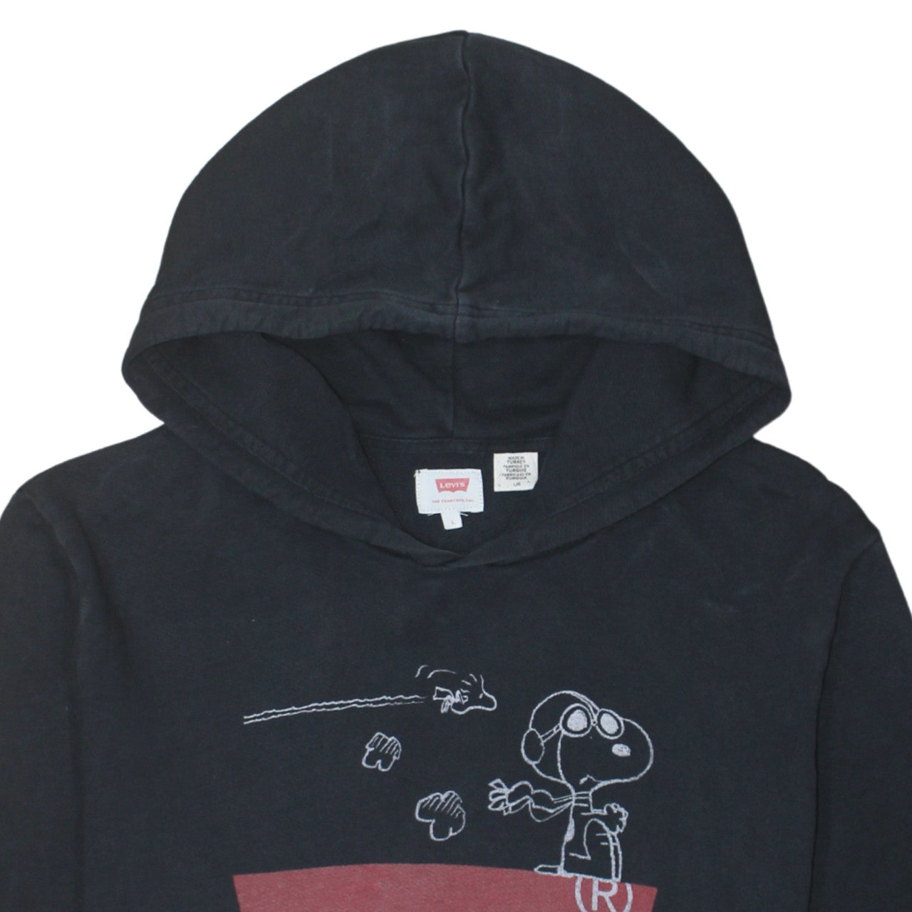Levi's Men's Black Large Pullover Hoodie Snoopy Graphic Print