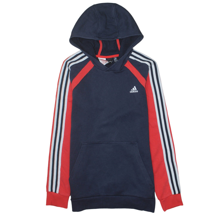 Adidas Boys Navy Red Pullover Hoodie Size 16 Years Cotton Blend