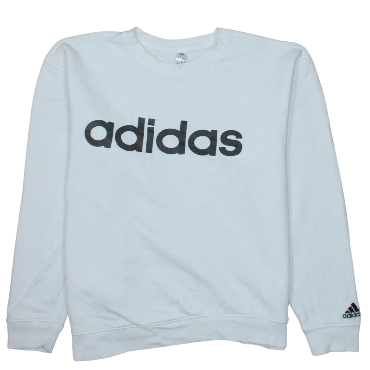 Adidas Women White Logo Crew Neck Pullover Sweatshirt Size L