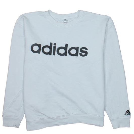 Adidas Women White Logo Crew Neck Pullover Sweatshirt Size L