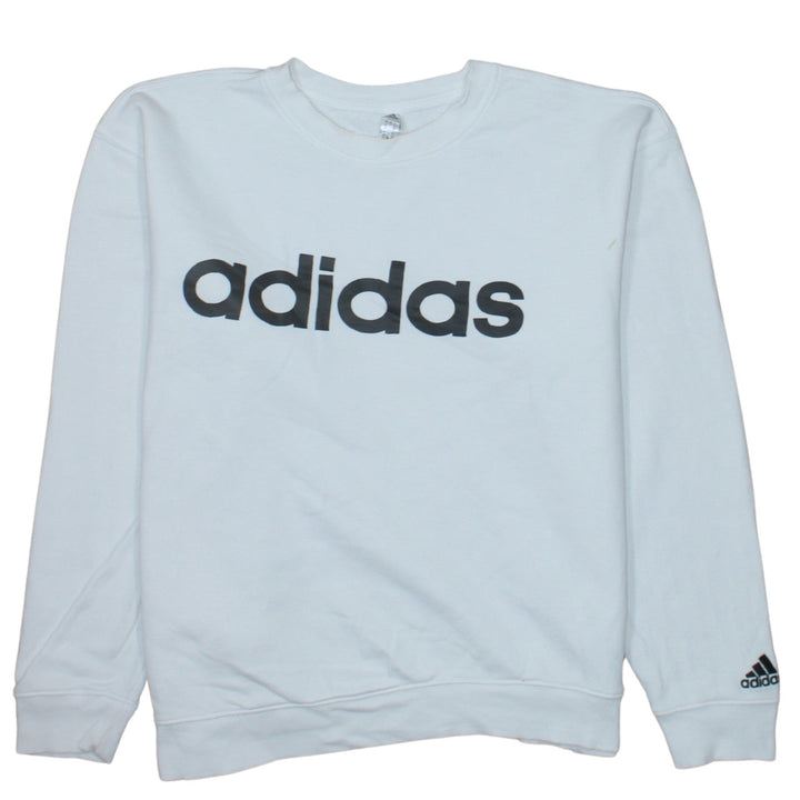 Adidas Women White Logo Crew Neck Pullover Sweatshirt Size L