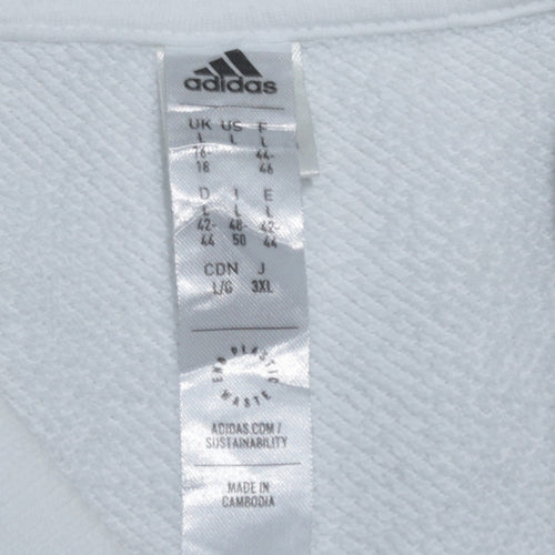 Adidas Women White Logo Crew Neck Pullover Sweatshirt Size L