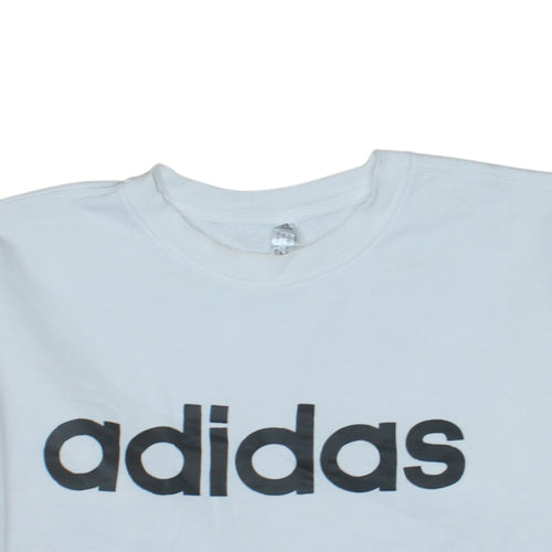 Adidas Women White Logo Crew Neck Pullover Sweatshirt Size L