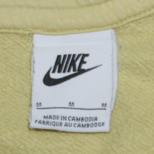Nike Womens Yellow Pullover Hoodie Medium Cotton Blend