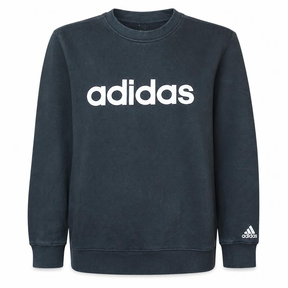 Front view of Adidas women’s black, size UK 14, pullover crew neck sweatshirt
