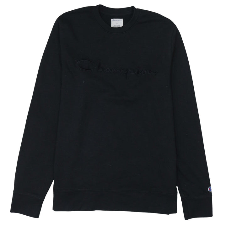 Champion Men's Black L Pullover Sweatshirt Crew Neck Embroidered Logo