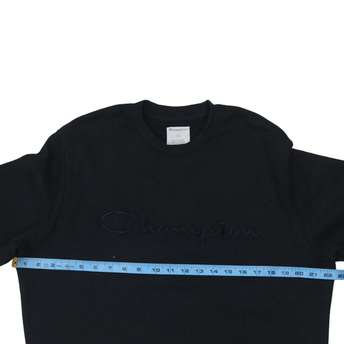 Champion Men's Black L Pullover Sweatshirt Crew Neck Embroidered Logo