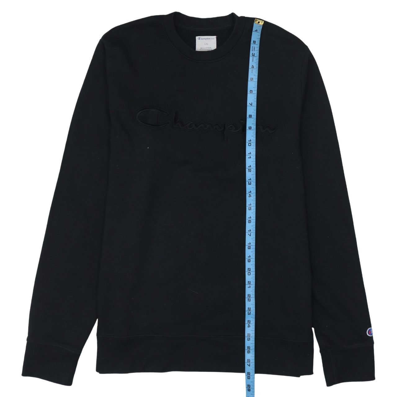 Champion Men's Black L Pullover Sweatshirt Crew Neck Embroidered Logo