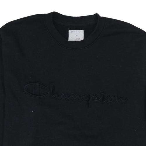 Champion Men's Black L Pullover Sweatshirt Crew Neck Embroidered Logo