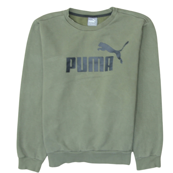 Puma Men's Green Crew Neck Logo Sweatshirt Size S