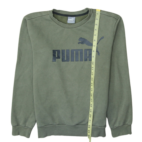 Puma Men's Green Crew Neck Logo Sweatshirt Size S