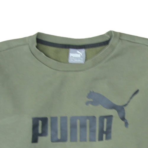 Puma Men's Green Crew Neck Logo Sweatshirt Size S