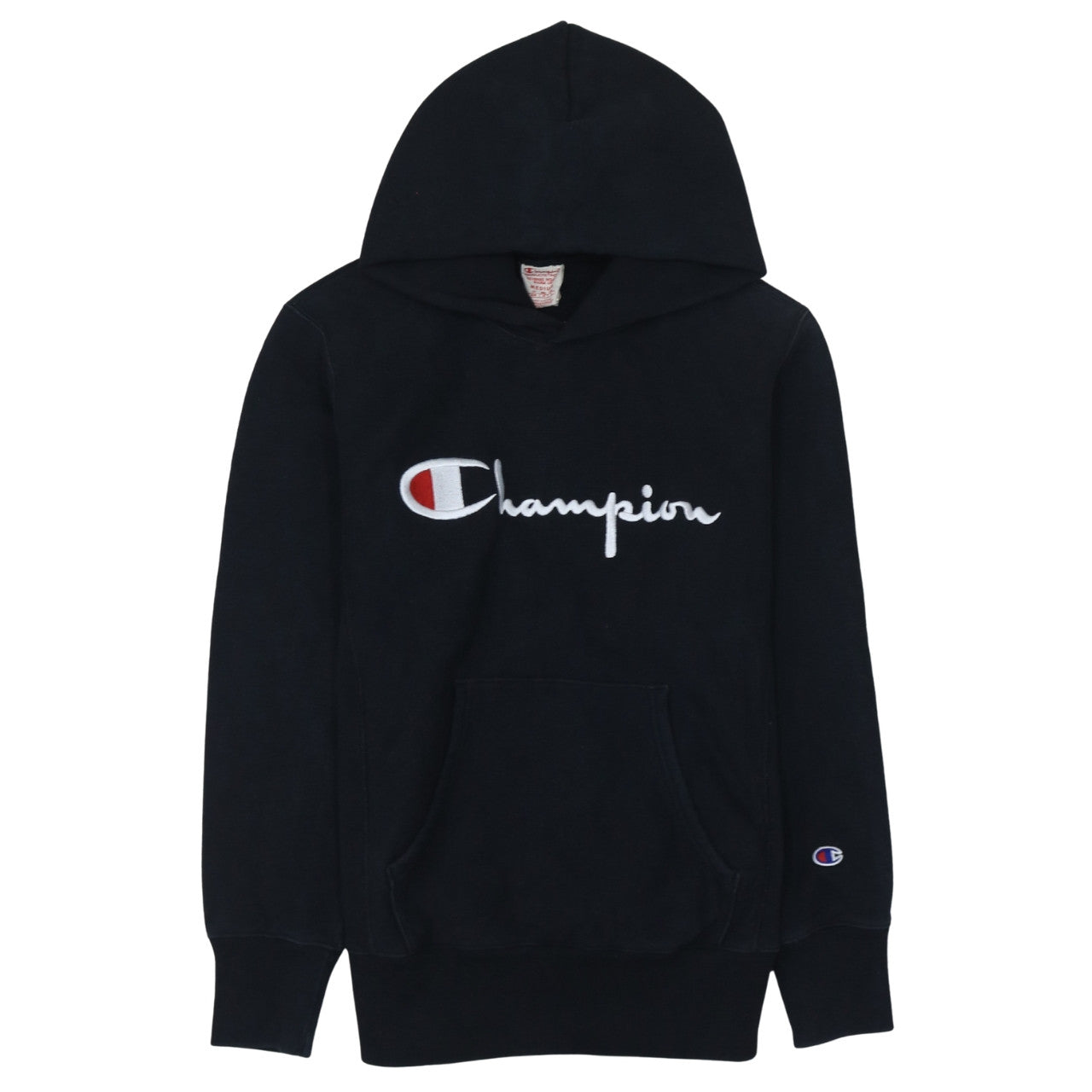 Champion Men's Black Medium Pullover Hoodie Embroidered Logo
