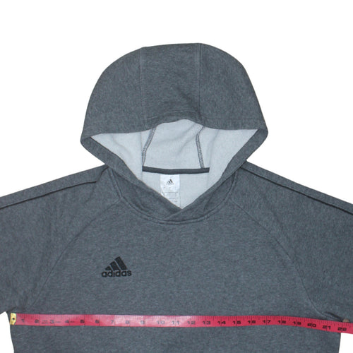 Adidas Men's Grey Pullover Hoodie L Regular Fit Fleece Sweatshirt