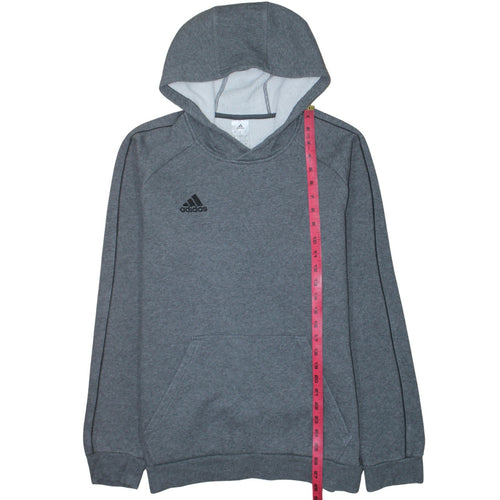 Adidas Men's Grey Pullover Hoodie L Regular Fit Fleece Sweatshirt