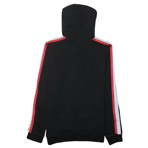 Kappa Mens Black Large Pullover Hoodie with Logo and Stripe Detail