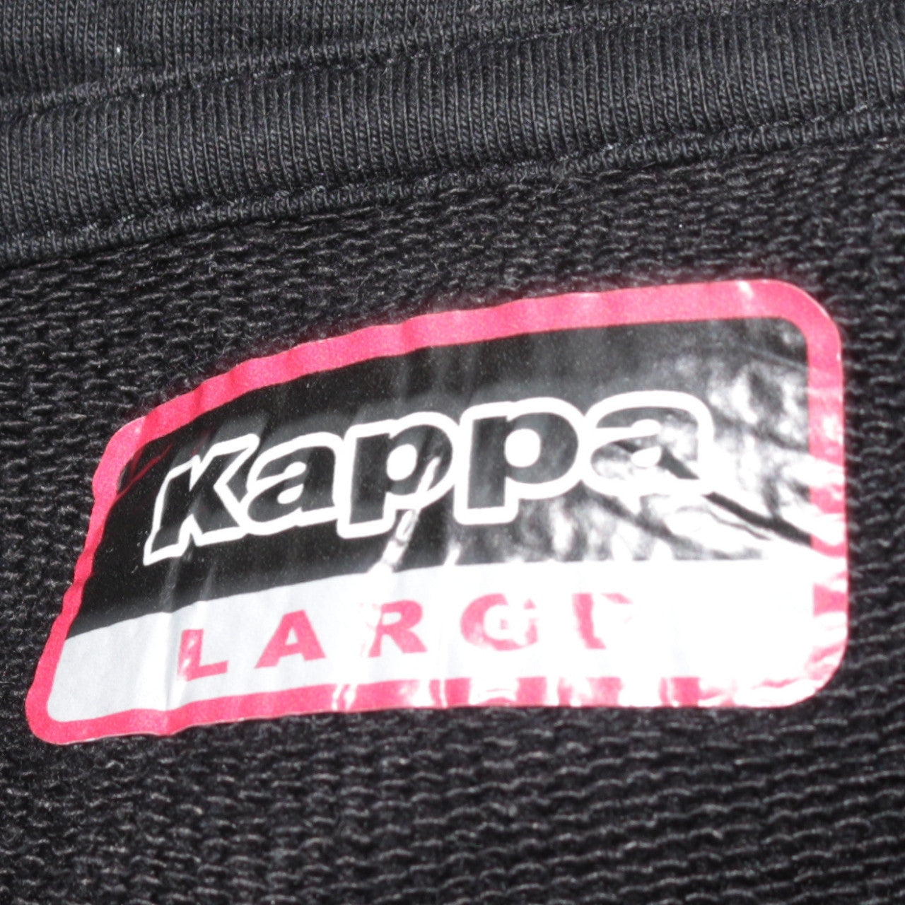 Kappa Mens Black Large Pullover Hoodie with Logo and Stripe Detail