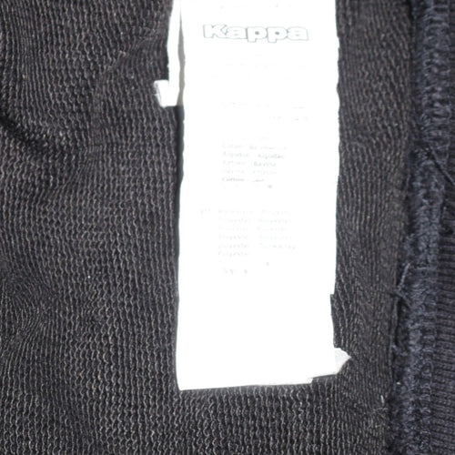 Kappa Mens Black Large Pullover Hoodie with Logo and Stripe Detail