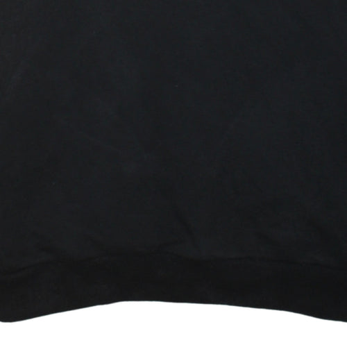 Kappa Mens Black Large Pullover Hoodie with Logo and Stripe Detail