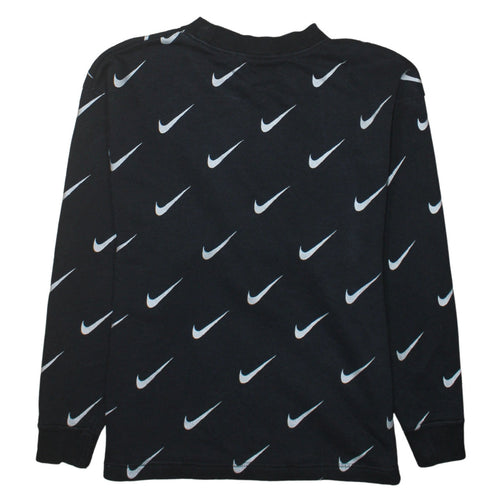 Nike Womens Black XS Pullover Sweatshirt with Allover Logo Print