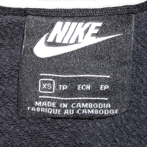 Nike Womens Black XS Pullover Sweatshirt with Allover Logo Print