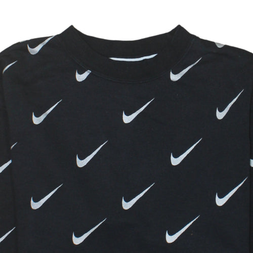 Nike Womens Black XS Pullover Sweatshirt with Allover Logo Print