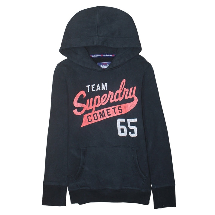 Superdry Men's Black Pullover Hoodie M Team Comets Graphic Sweatshirt
