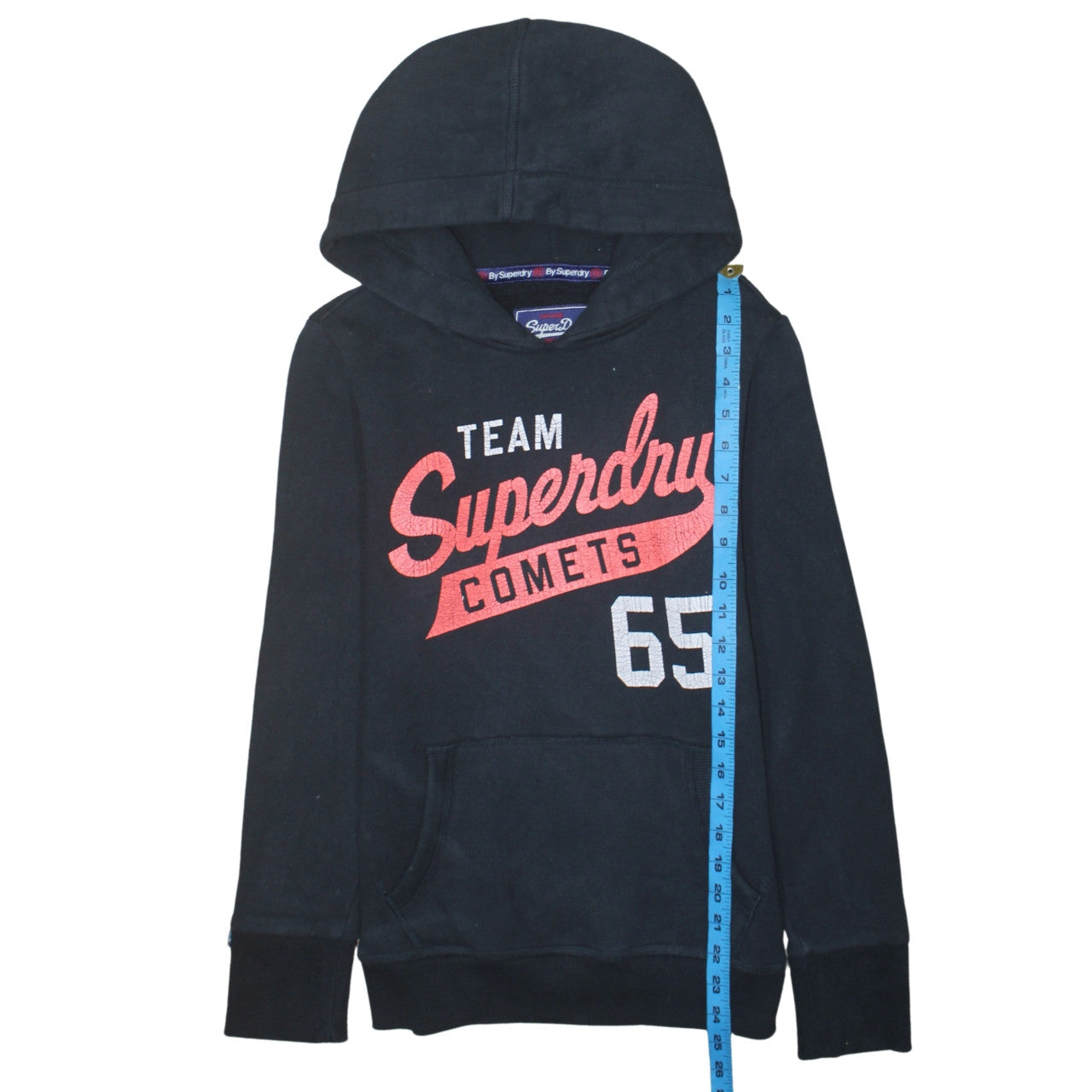 Superdry Men's Black Pullover Hoodie M Team Comets Graphic Sweatshirt