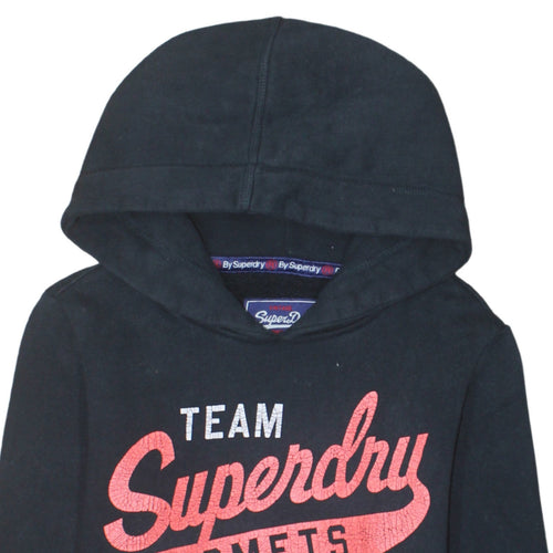Superdry Men's Black Pullover Hoodie M Team Comets Graphic Sweatshirt