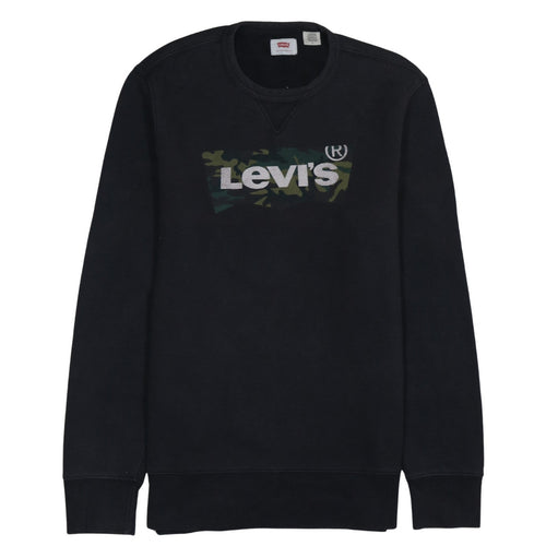 Levi's Men's Black Camouflage Logo Sweatshirt M Pullover Crew Neck