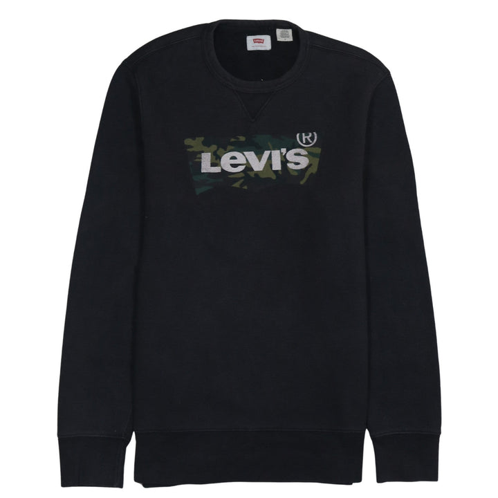 Levi's Men's Black Camouflage Logo Sweatshirt M Pullover Crew Neck